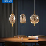 Modern Luxury Nordic Glass LED Pendant Light – Gold & Grey Chandelier for Dining Room