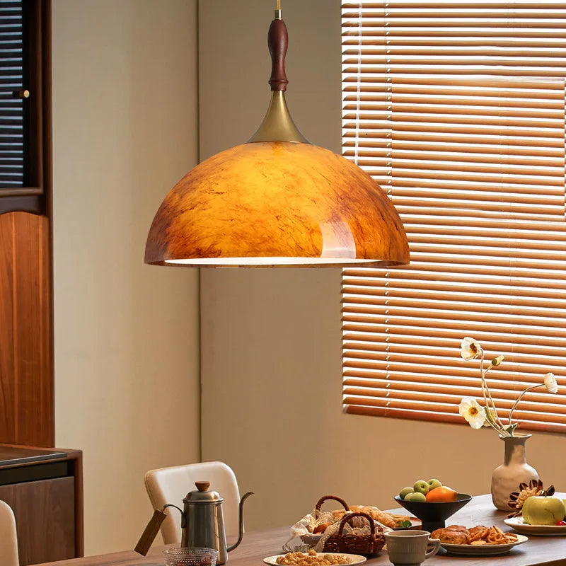 American Retro Pendant Light — Orange Acrylic Cafe & Bar Fixture