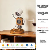 Wooden Robot Bedside Lamp - Adjustable Dimmable LED Night Light