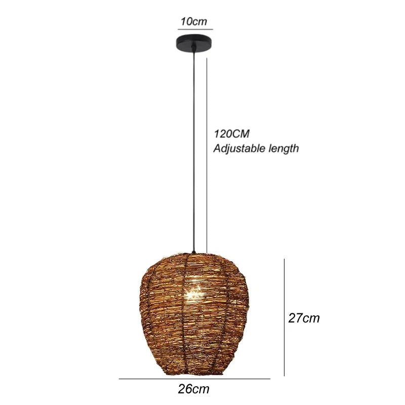 Handwoven Bamboo Pendant Light - Rattan Ceiling Lamp