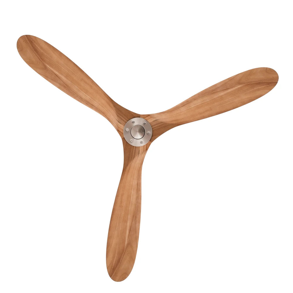 Low-Profile Wood Blade Ceiling Fan with LED Light &amp; Remote