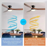 Low-Profile Wood Blade Ceiling Fan with LED Light &amp; Remote