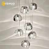 Crystal Ball Staircase Chandelier - Adjustable Cord Pendant Light Fixture