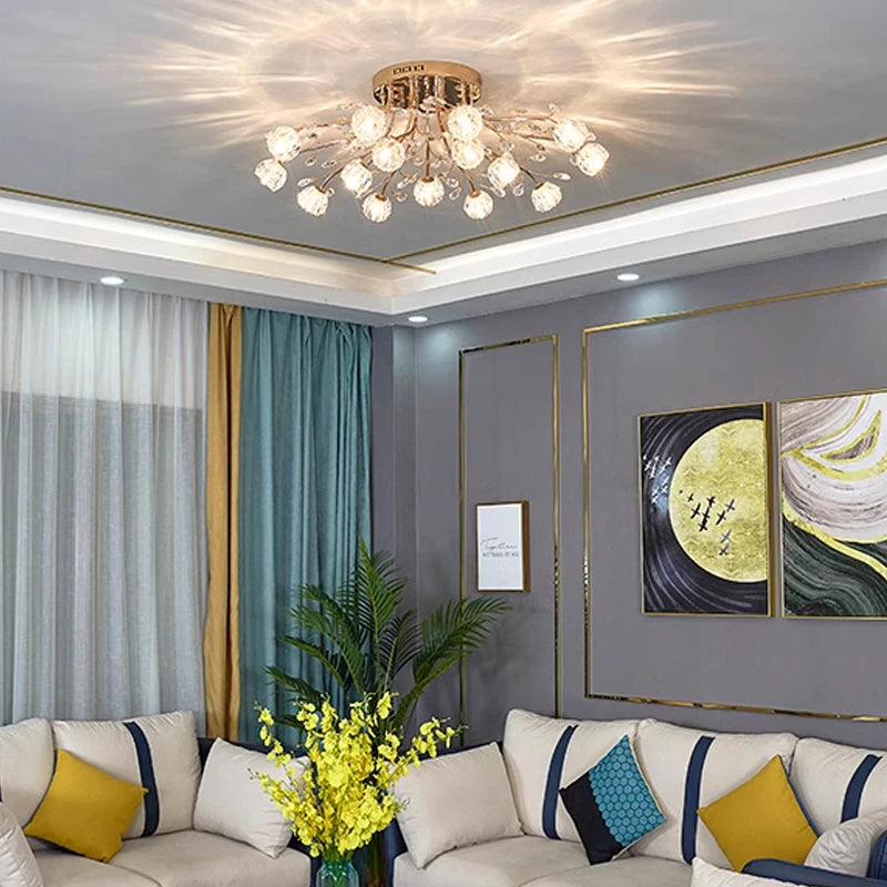 Modern Glass Flush Mount Ceiling Light for Living Room