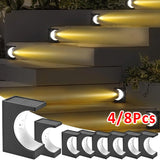 Solar LED Step Lights, 4/8-Pack Waterproof Stair and Deck Lights