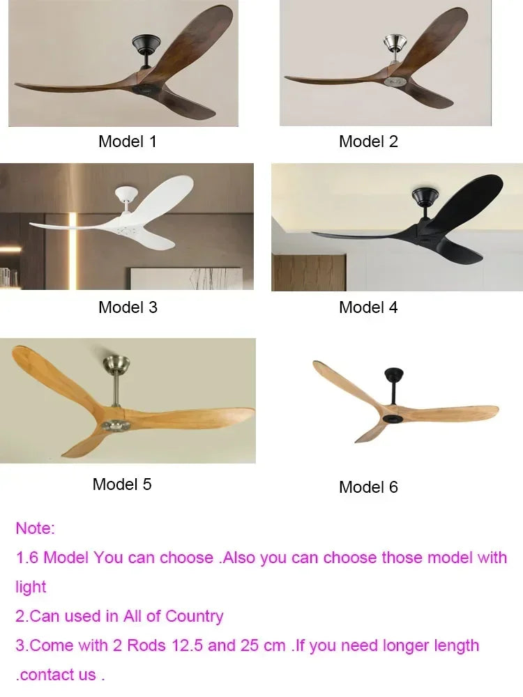 Large Wood Blades Ceiling Fan With Remote Control
