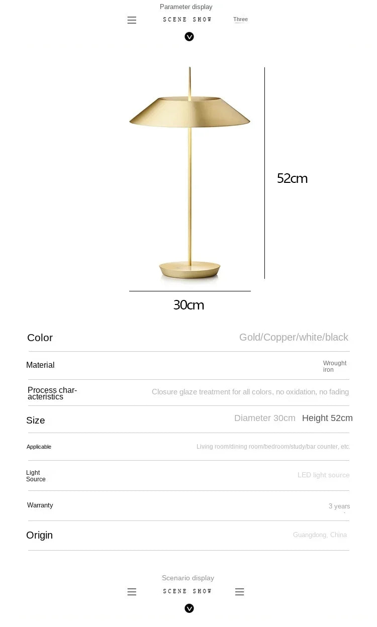 Italian Black & Gold Nordic Bedside Table Lamp