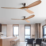 Low-Profile Wood Blade Ceiling Fan with LED Light &amp; Remote