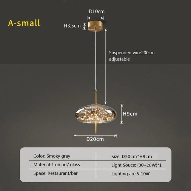 Modern Luxury Nordic Glass LED Pendant Light – Gold & Grey Chandelier for Dining Room
