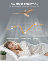 Low-Profile Wood Blade Ceiling Fan with LED Light &amp; Remote