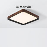 Modern Geometric Wood Grain LED Ceiling Lamp – Korean Style Flush Mount