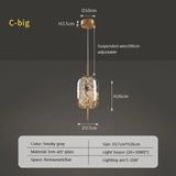 Modern Luxury Nordic Glass LED Pendant Light – Gold & Grey Chandelier for Dining Room