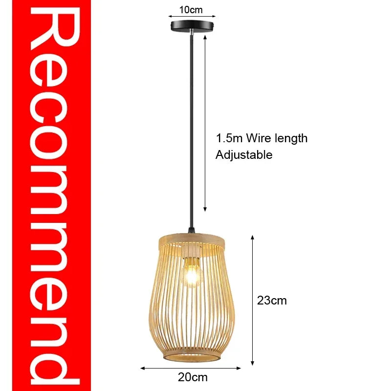 Handwoven Bamboo Pendant Light - Rattan Ceiling Lamp