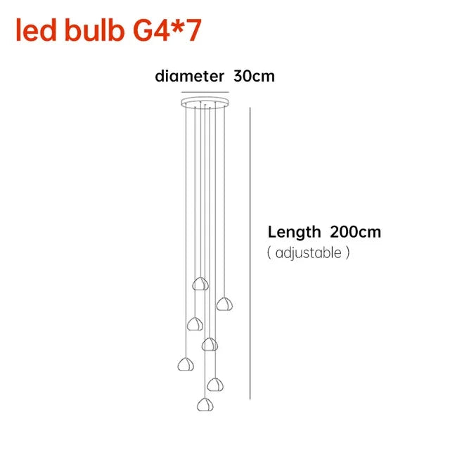 Crystal Ball Staircase Chandelier - Adjustable Cord Pendant Light Fixture
