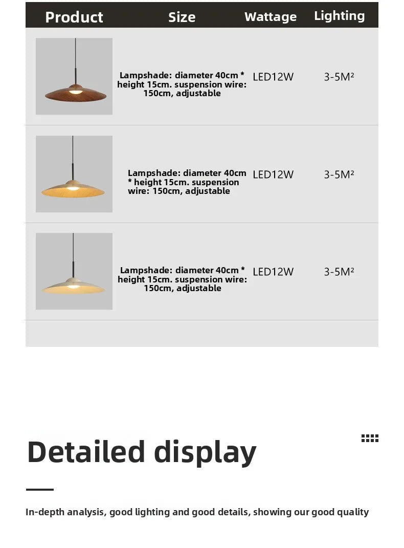 UFO Wood-Grain Dimmable LED Pendant Light
