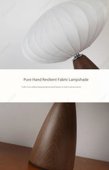Modern Wood LED Table Lamp with Fabric Shade – Dimmable