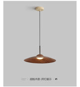 UFO Wood-Grain Dimmable LED Pendant Light