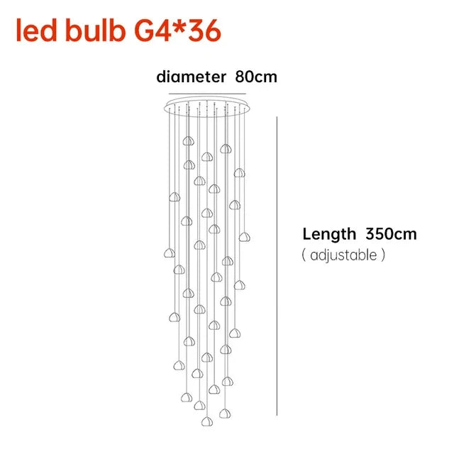 Crystal Ball Staircase Chandelier - Adjustable Cord Pendant Light Fixture