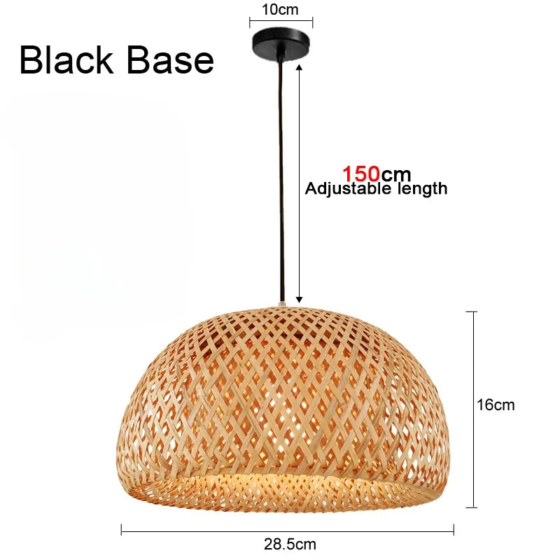 Handwoven Bamboo Pendant Light - Rattan Ceiling Lamp