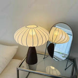 Modern Wood LED Table Lamp with Fabric Shade – Dimmable