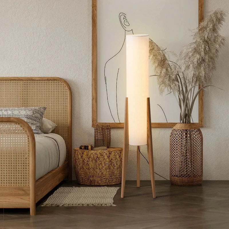 Japanese Retro Wabi-Sabi Solid Wood Floor Lamp