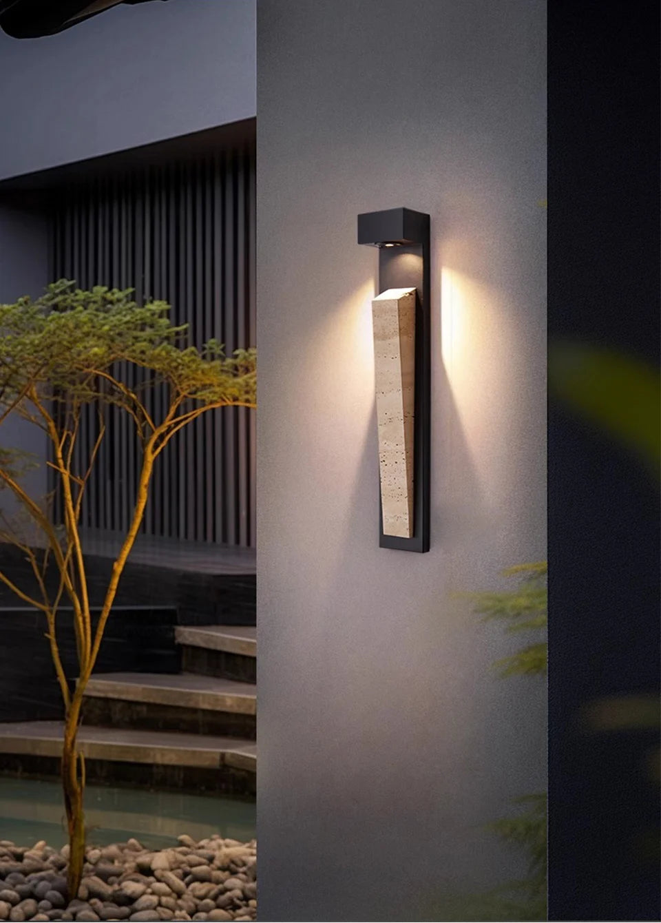 Lámpara de pared exterior impermeable IP65 - Acabado de piedra natural