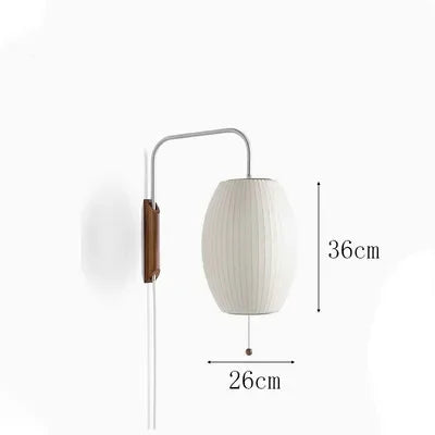 Wabi-Sabi Silk & Wood Wall Lamp – Japanese Style Sconce