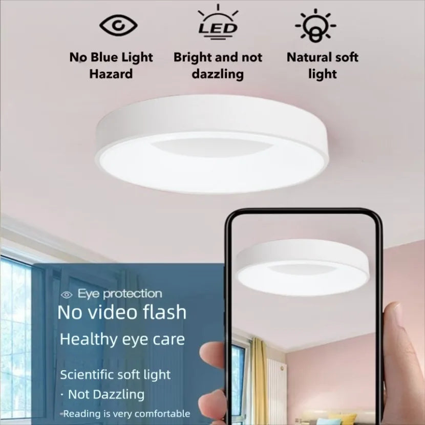 Nordic Wood Grain LED Ceiling Light – Dimmable Ultra-Thin Flush Mount