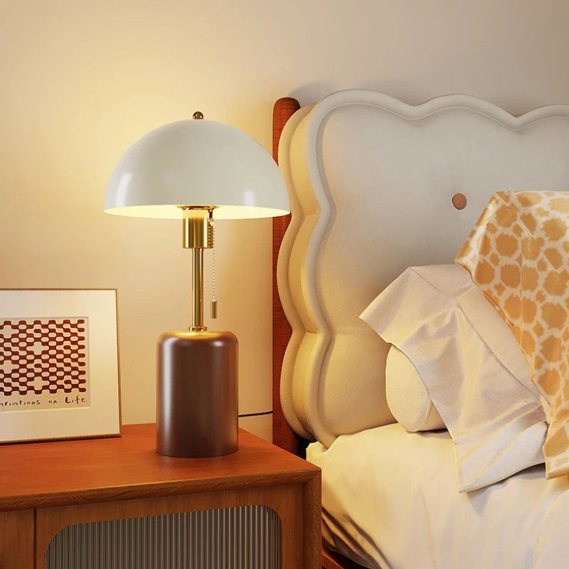 Retro Southeast Asian Solid Wood Table Lamp &mdash; Bedside Light