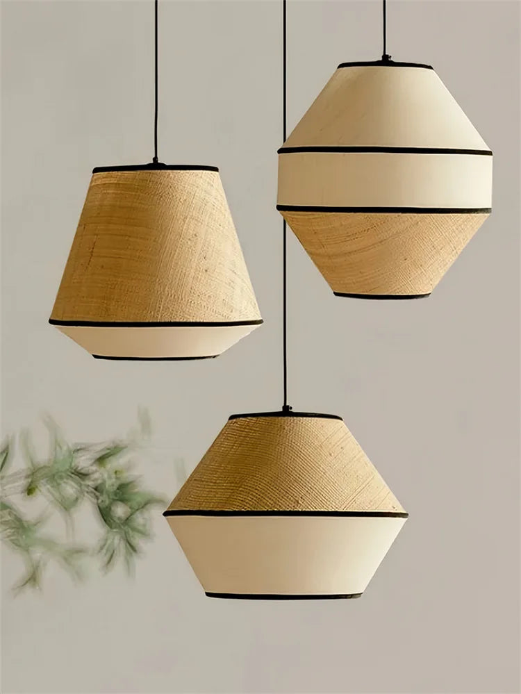 Wabi-Sabi Japanese Fabric Pendant Light - Bedroom & Restaurant