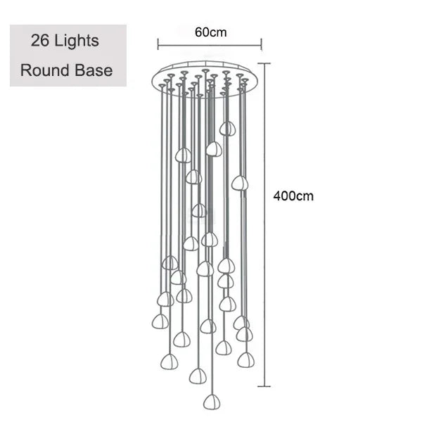 Crystal Ball Staircase Chandelier - Adjustable Cord Pendant Light Fixture