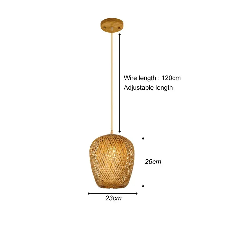 Handwoven Bamboo Pendant Light - Rattan Ceiling Lamp
