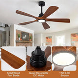 42/52/60 Inch Vintage Large Strong Wind  LED Ceiling Fan Light