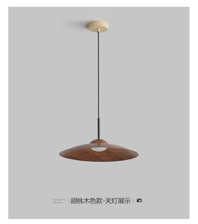 UFO Wood-Grain Dimmable LED Pendant Light