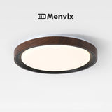 Modern Geometric Wood Grain LED Ceiling Lamp – Korean Style Flush Mount