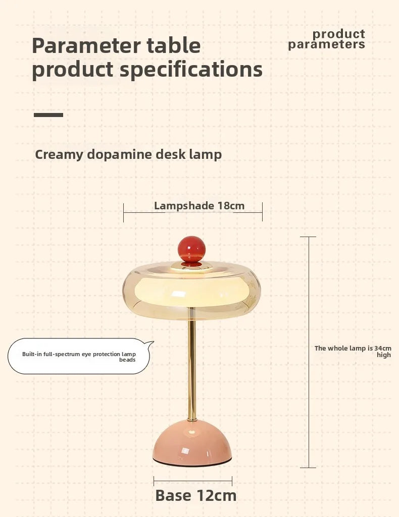 Retro Mushroom LED Table Lamp - Rechargeable Bedside Light