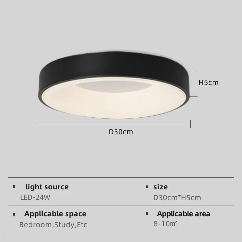 Nordic Wood Grain LED Ceiling Light – Dimmable Ultra-Thin Flush Mount