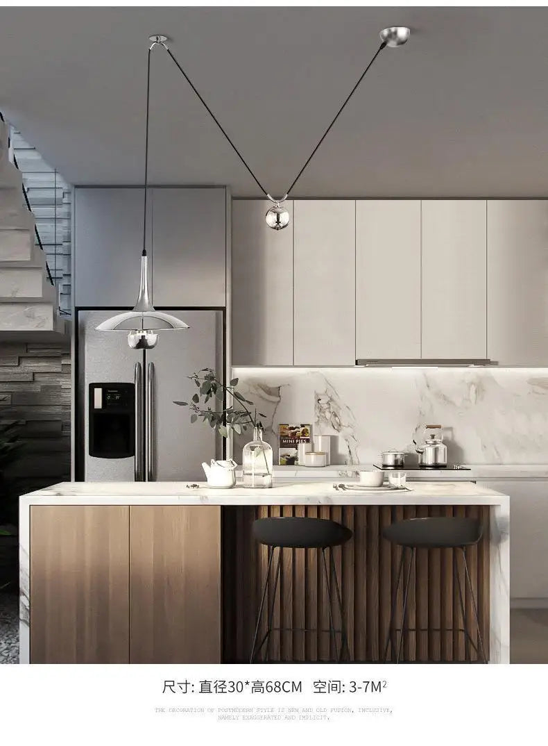 Modern Flying-Saucer Pulley Pendant Light