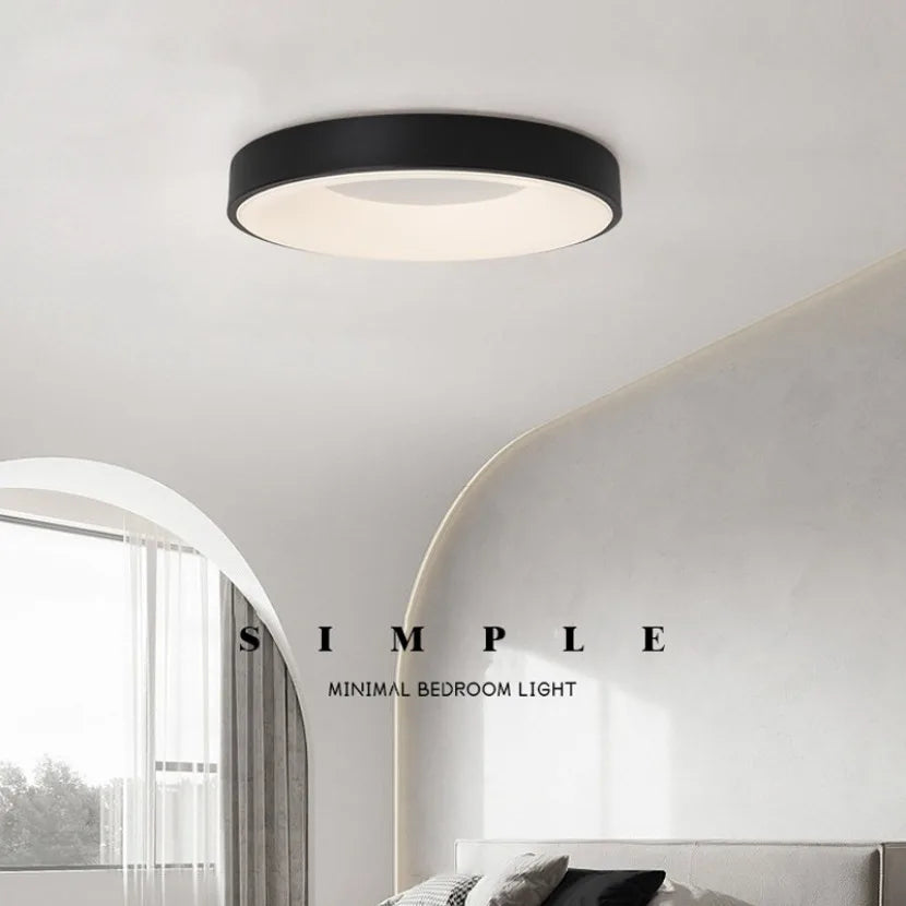 Nordic Wood Grain LED Ceiling Light – Dimmable Ultra-Thin Flush Mount