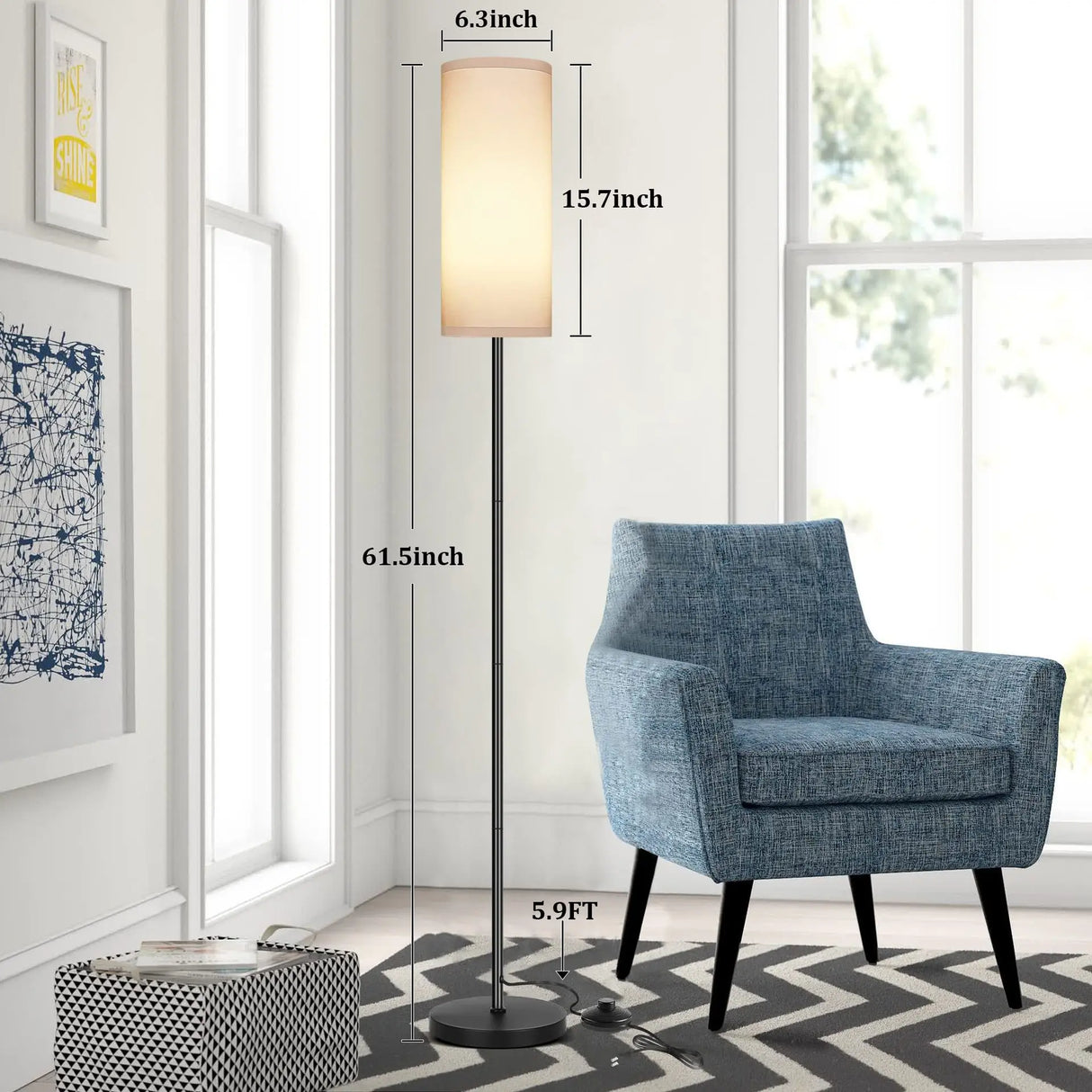 Nordic Fabric Sofa Floor Lamp – Minimalist Iron Base for Living Room & Bedroom