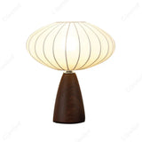 Modern Wood LED Table Lamp with Fabric Shade – Dimmable