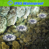 Solar In-Ground Pathway Lights, 8-Pack Waterproof LED Disc Lights