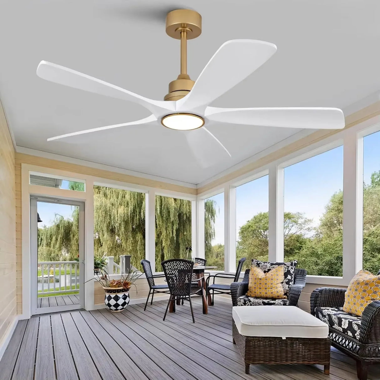 42/52/60 Inch Vintage Large Strong Wind  LED Ceiling Fan Light