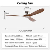 Low-Profile Wood Blade Ceiling Fan with LED Light &amp; Remote