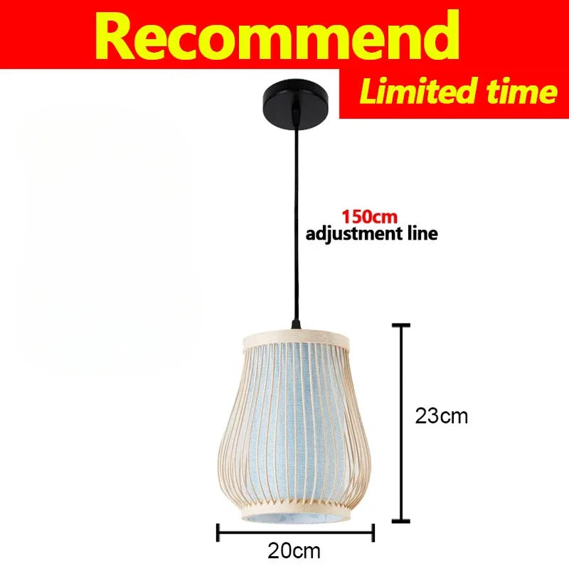 Handwoven Bamboo Pendant Light - Rattan Ceiling Lamp