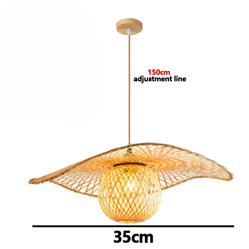 Handwoven Bamboo Pendant Light - Rattan Ceiling Lamp