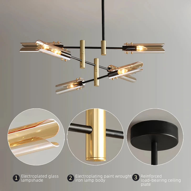 Modern LED Glass Chandelier for Living Room, Dining and Kitchen Island