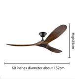 Large Wood Blades Ceiling Fan With Remote Control