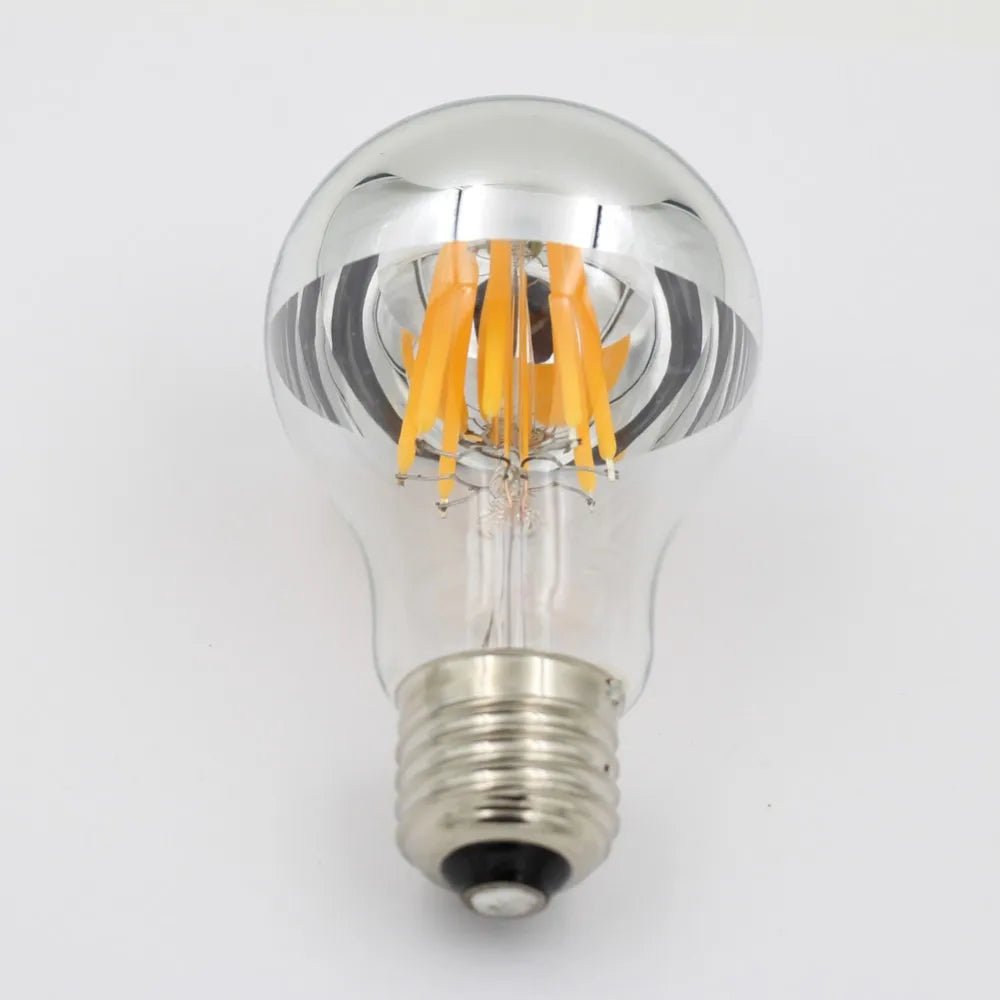 A19 Half Silver Mirror Top Edison LED Filament Bulbs E27 4W 8W 2700K Dimmable, 15 or 25 Pack - Hans Lumiere