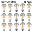 A19 Half Silver Mirror Top Edison LED Filament Bulbs E27 4W 8W 2700K Dimmable, 15 or 25 Pack - Hans Lumiere